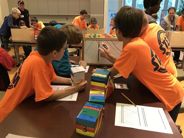 STEM students at the Smithsonian Natural History Museum learning how geologists find ores beneath the Earth.