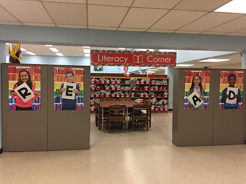 BPES library depicting Literacy Corner 