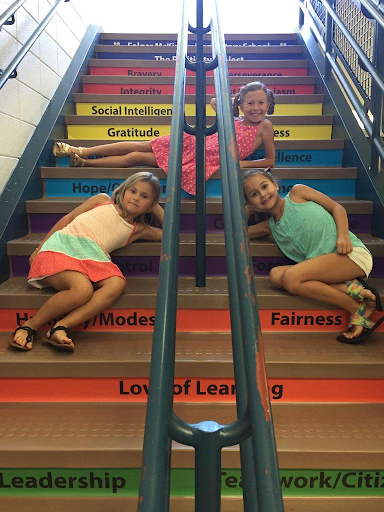 Students at Steps with labels 