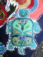 Turtle painting with white dot contours