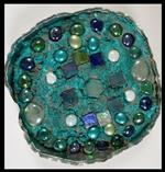 Abstract mosaic with blues and greens
