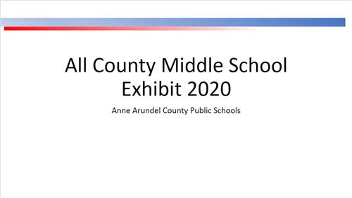 All County Middle School Art Exhibit 2020 -White background with blue and red stripe at the top