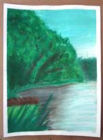 Oil pastel landscape drawing