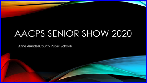 AACPS Senior Show 2020 - Black background with colorful swishes on the edges